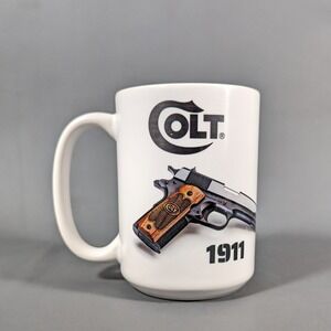 Colt 1911 Firearms Coffee Mug White Ceramic Pistol Logo Gun Enthusiast Gift